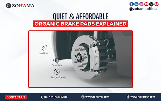 Organic brake pads made from non-asbestos materials, ideal for quiet city driving and everyday use.