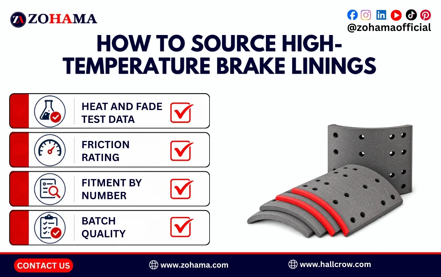 How to source high-temperature brake linings.