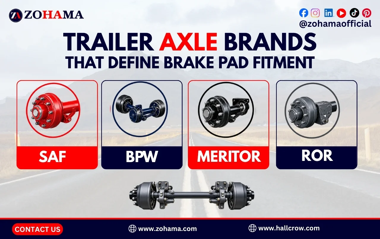 Trailer axle brands that define brake pad fitment.